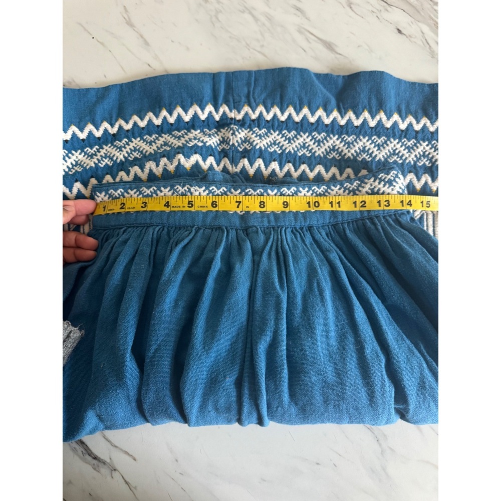 Sombol‎ Guatemala Handwoven Indian Textiles Teal Blue Embroidered Midi Skirt - Picture 6 of 7